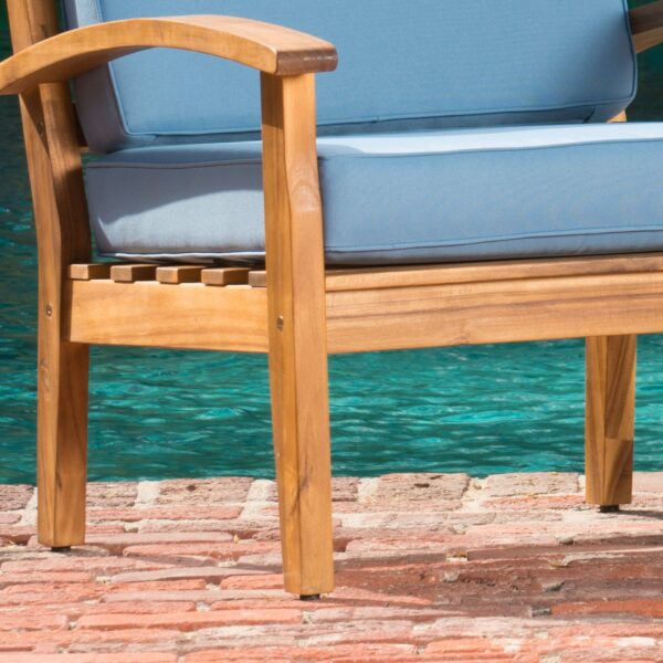 4 Pc Acacia Wood Chat Set w/ Water Resistant Cushions - NH501992 - Image 3