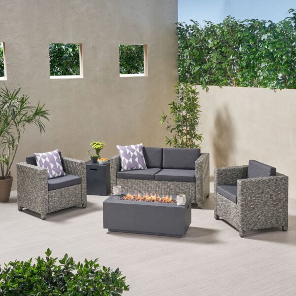 4-Seater Outdoor Fire Pit Sofa Set - NH719903 - Image 3