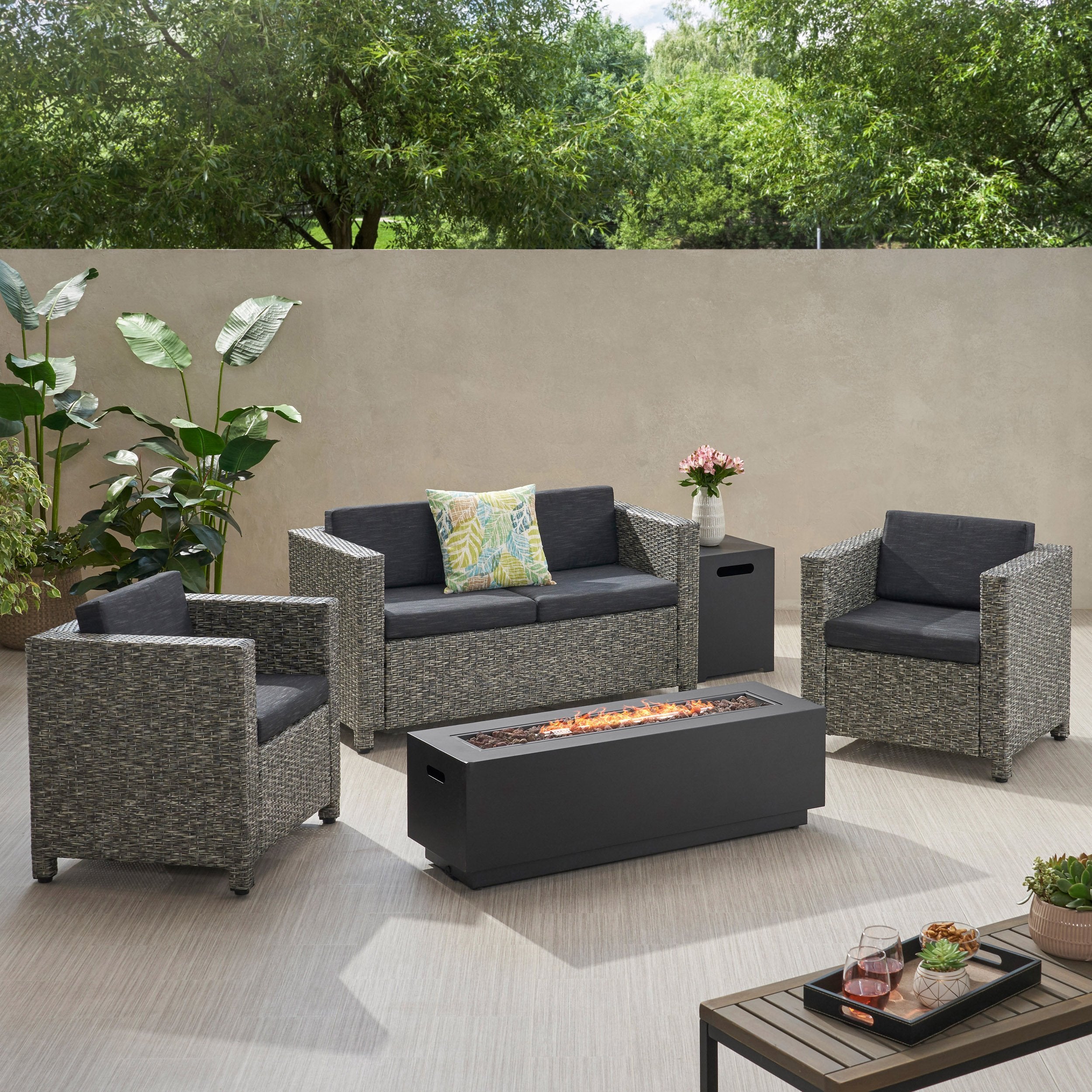 4-Seater Outdoor Fire Pit Sofa Set - NH519903 - Image 3